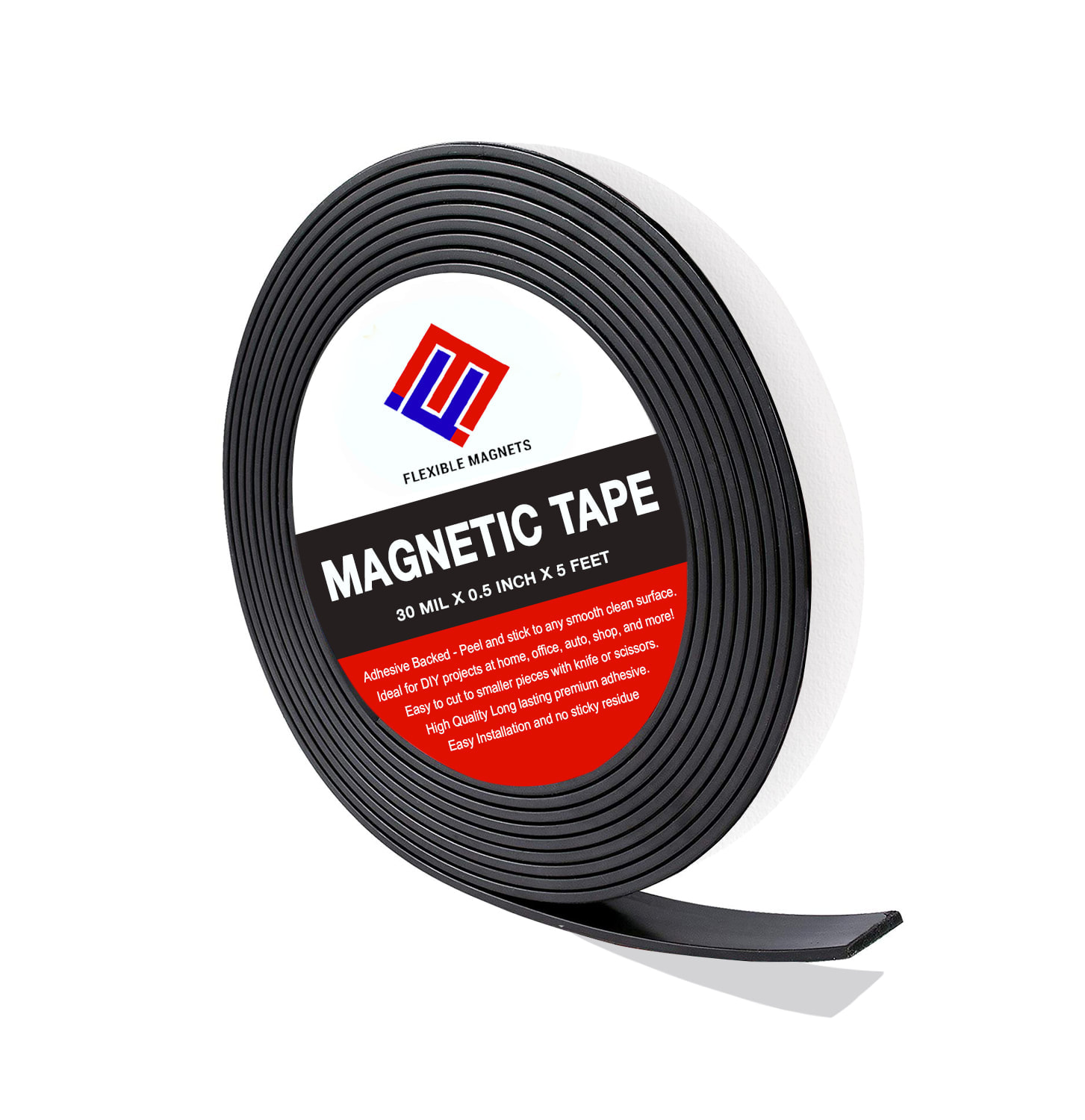 Flexible Magnetic Tape Roll with Adhesive Backing- Super Sticky!