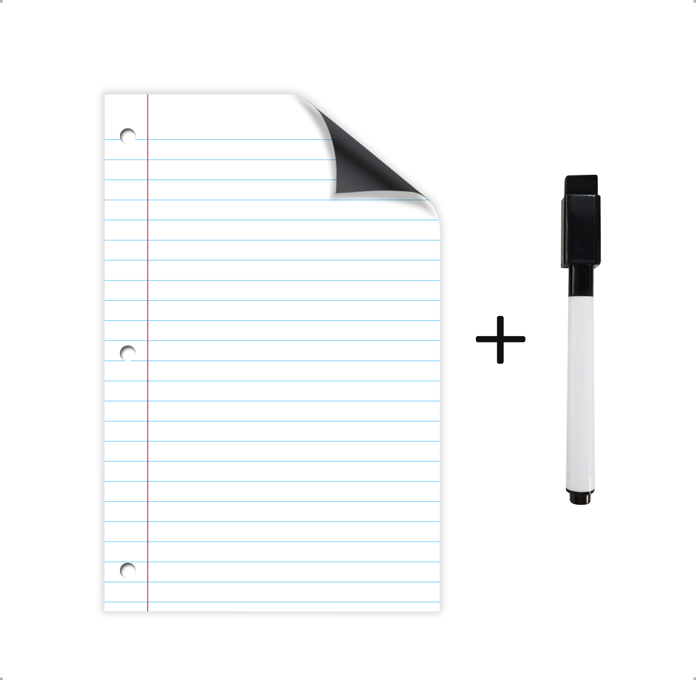 Dry Erase Magnetic sheet - Notebook design. 11x17 inches.